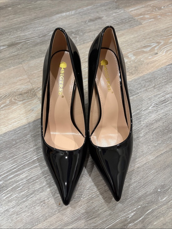 Bigtree Shoes - BIGTREE Black Patent Pointed-Toe High Heels